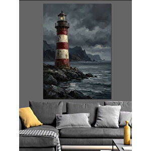 Akşam Vakti Deniz Feneri Dekoratif Kanvas - Mdf Ahşap Tablo 100x140 cm