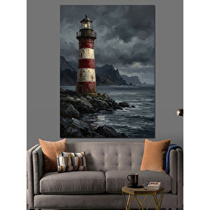 Akşam Vakti Deniz Feneri Dekoratif Kanvas - Mdf Ahşap Tablo 100x140 cm