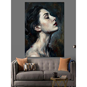 Yukarı Bakan Duygusal Kadın Portresi Dekoratif Kanvas - Mdf Ahşap Tablo 100x140 cm