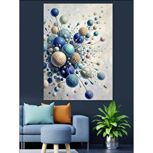 Soyut Mavi Küreler Sanat Tablosu Dekoratif Kanvas - Mdf Ahşap Tablo 100x140 cm