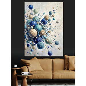 Soyut Mavi Küreler Sanat Tablosu Dekoratif Kanvas - Mdf Ahşap Tablo 100x140 cm