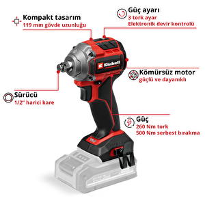 Profesyonel Akülü Darbeli Somun Sıkma Tp-cw 18/260-c Li Bl-solo
