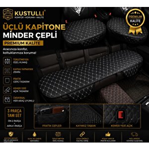 3'lü Kapitone Terletmeyen Oto Koltuk Minder Cepli Model (gri)