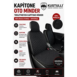 3'lü Pilot Kapitone Terletmeyen Oto Koltuk Minder Cepli Model (siyah)