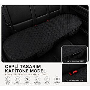 3'lü Pilot Kapitone Terletmeyen Oto Koltuk Minder Cepli Model (siyah)