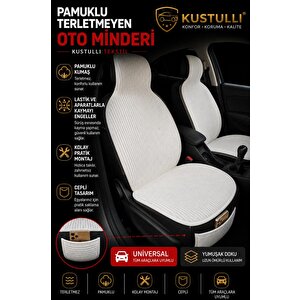 3'lü Pilot Terletmeyen Oto Koltuk Kilim Minder Cepli Model (krem)