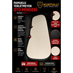 3'lü Pilot Terletmeyen Oto Koltuk Kilim Minder Cepli Model (krem)
