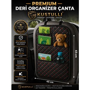 Koltuk Arkası Deri Organizer Çok Cepli Düzenleyici Çanta (kırmızı)