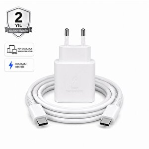 Schitec 45w Hızlı Şarj Adaptörü Ve 1 Metre Type-c Type-c Hızlı Şarj Kablo Set Beyaz