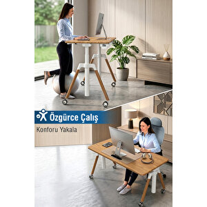 O-flex Oak Yükseklik Ayarlı Çalışma Masası