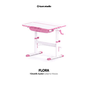 Flora Yükseklik Ayarlı Çocuk Çalışma Masası - Pembe Pembe