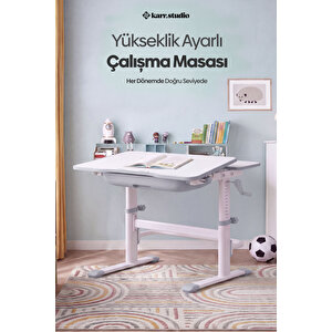 Flora Yükseklik Ayarlı Çocuk Çalışma Masası - Gri Gri