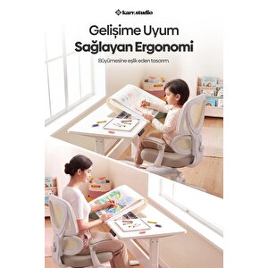 Lora Ergonomik Çocuk Çalışma Sandalyesi - Krem Krem