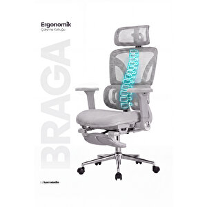 Braga Ergonomik Çalışma Koltuğu - Gri Gri