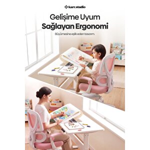 Lora Ergonomik Çocuk Çalışma Sandalyesi - Pembe Pembe