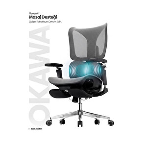 Okawa Titreşimli Masaj Destekli Ergonomik Çalışma Koltuğu - Siyah Siyah