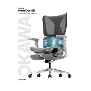 Okawa Titreşimli Masaj Destekli Ergonomik Çalışma Koltuğu - Gri Gri