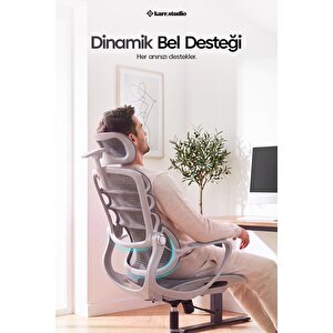 Rosso Ergonomik Çalışma Koltuğu - Sabit Kolçak - Gri Gri