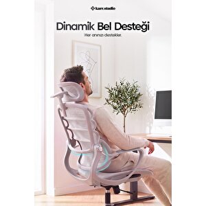 Rosso Ergonomik Çalışma Koltuğu - Sabit Kolçak - Beyaz Beyaz