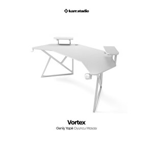 Vortex Kanatlı Oyuncu Masası Beyaz