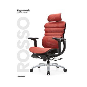 Rosso Ergonomik Çalışma Koltuğu - Kırmızı Kırmızı
