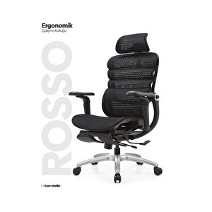 Rosso Ergonomik Çalışma Koltuğu - Siyah Siyah