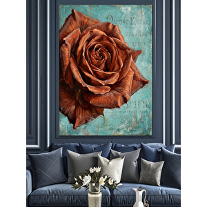 Detaylı Kırmızı Gül Yakın Çekim Dekoratif Kanvas - Mdf Ahşap Tablo 70x100 cm