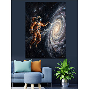 Uzay Boşluğunda Süzülen Parlak Astronot Dekoratif Kanvas - Mdf Ahşap Tablo 70x100 cm