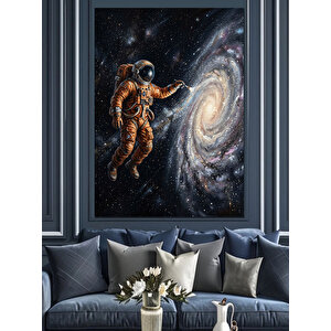 Uzay Boşluğunda Süzülen Parlak Astronot Dekoratif Kanvas - Mdf Ahşap Tablo 70x100 cm