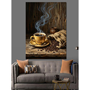 Dumanı Tüten Kahve Ve Çekirdekler Dekoratif Kanvas - Mdf Ahşap Tablo 50x70 cm