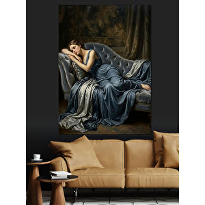 Uzanmış Dinlenen Klasik Kadın Figürü Dekoratif Kanvas - Mdf Ahşap Tablo 100x140 cm