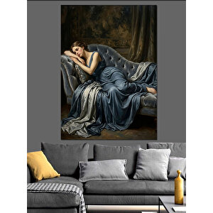 Uzanmış Dinlenen Klasik Kadın Figürü Dekoratif Kanvas - Mdf Ahşap Tablo 100x140 cm
