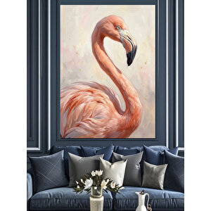 Pembe Flamingo Ve Pastel Tonlar Dekoratif Kanvas - Mdf Ahşap Tablo 50x70 cm