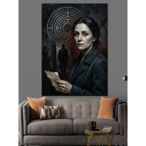Labirent Önünde Duran Endişeli Kadın Dekoratif Kanvas - Mdf Ahşap Tablo 100x140 cm