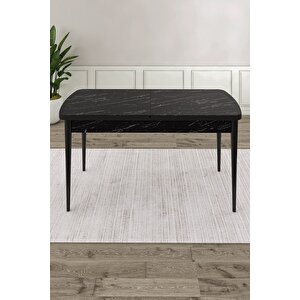 Ves Serisi 80x132 Mdf Açılabilir Siyah Mermer Desen Yemek Odası Takımı 4 Adet Su Yeşili Sandalye