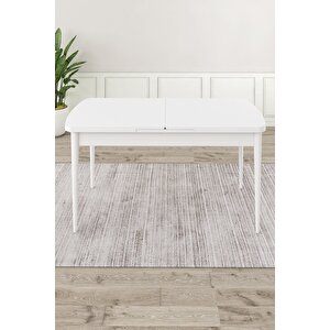 Elf Serisi 80x132 Mdf Gold Halkalı Beyaz Masa Takımı 4 Su Yeşili Sandalye Ve 1 Bench