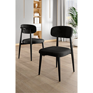 Jolin Serisi Mdf 90x168 Siyah Mermer Desen Masa Takımı 6 Siyah Metal Sandalye