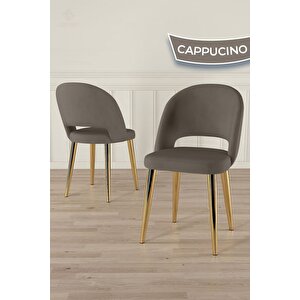 Jita Serisi 90x168 Lak Panel Hazar Gold Ayak Masa Takımı Ve 6 Cappucino Sandalye