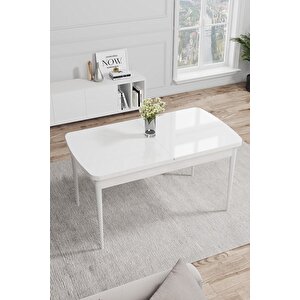 İza Serisi 80x132 Açılabilir Mdf Beyaz Mermer Desen Masa