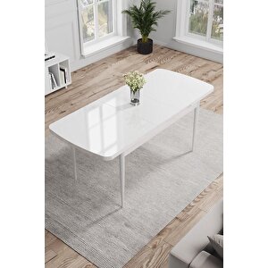 İza Serisi 80x132 Açılabilir Mdf Beyaz Mermer Desen Masa
