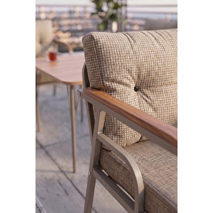 Ekon Serisi 1. Sınf 3+1+1 Ve 1 Adet Orta Sehpa 2 Yastıklı Cappucino İskeletli Bahçe Balkon Oturma Koltuk Takımı