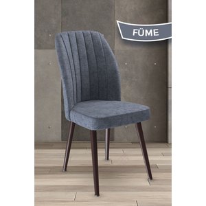 Platinum Serisi Üst Kalite Mutfak Sandalyesi 6 Adet Füme Sandalye Metal Kahverengi Iskeletli