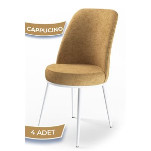Dexa Serisi 4 Adet Cappucino Sandalye Beyaz Ayaklı
