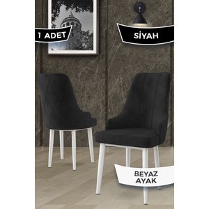 Trex Serisi 1.sınıf Babyface Kumaş Beyaz Metal Ayak 4 Adet Siyah Sandalye