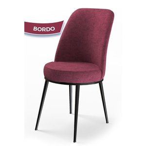 Pir Serisi 80x130 Sabit Siyah Mermer Desen Mutfak Masa Takımı Ve 6 Bordo Sandalye