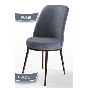 Dexa Serisi Füme Renk 6 Adet Sandalye, Renk Füme, Ayaklar Kahverengi