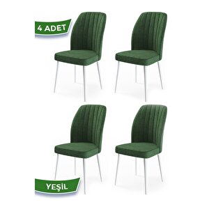 Etra Serisi 4 Haki Yeşil Sandalye Beyaz Gürgen Ayak