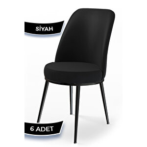 Dexa Serisi Siyah Renk 6 Adet Sandalye, Renk Siyah, Ayaklar Siyah