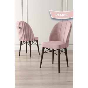 Ritim Serisi 6 Adet Pembe Sandalye 1.sınıf Babyface Ithal Kumaş Ceviz Gürgen Ayak Gümüş Halkalı