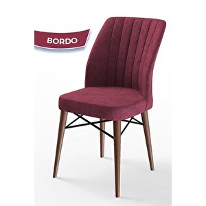 Flex Serisi, Üst Kalite Mutfak Sandalyesi, Bordo Sandalye, Gürgen Ceviz Ahşap Ayak